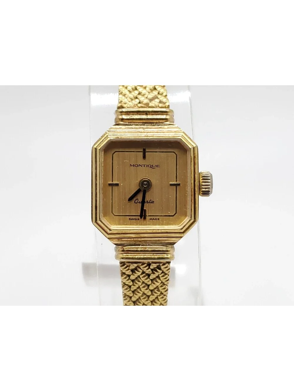 Montique Quartz Womens Watch New Battery Gold Tone Swiss Made 15mm